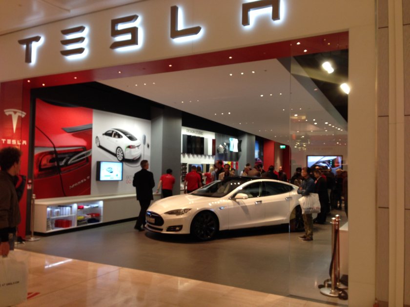 Tesla launch front of store