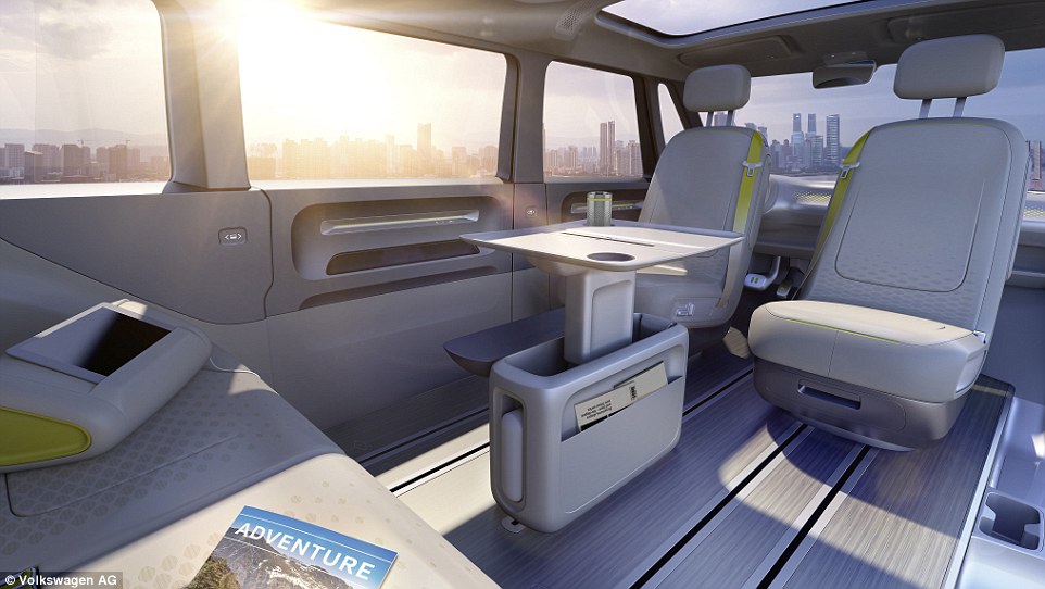 vw buzz interior with table