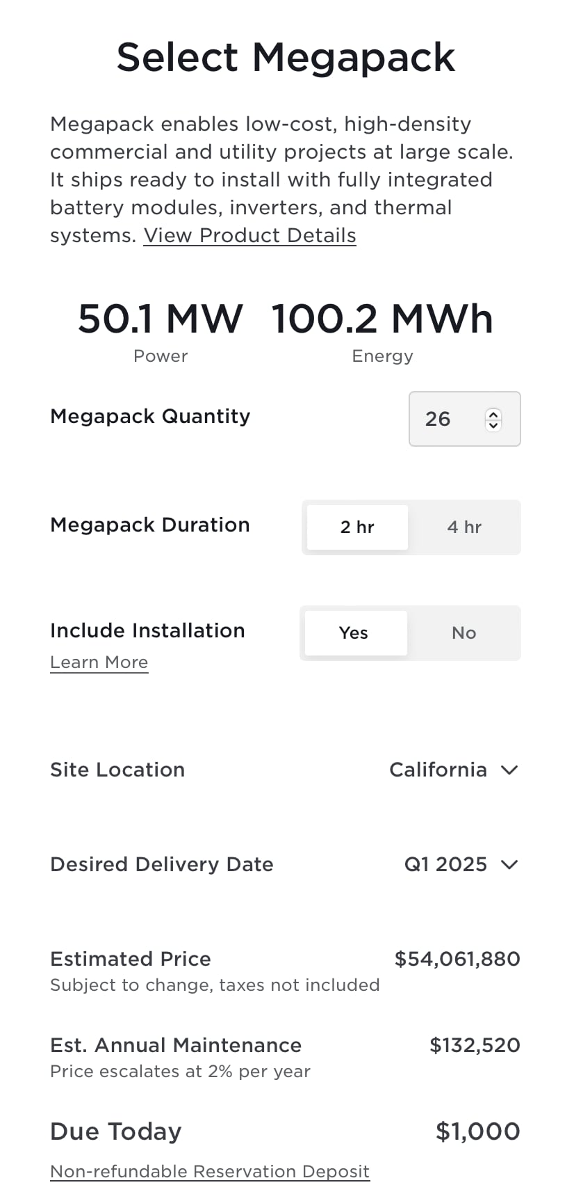 megabuck pricing details 